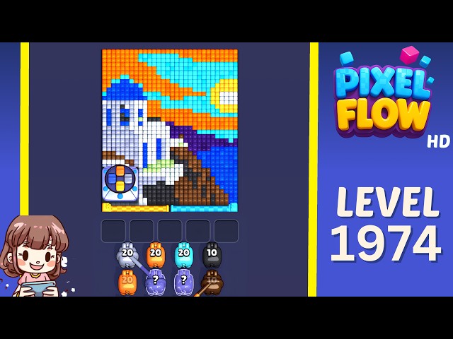 Pixel Flow Level 1974 Solution Walkthrough