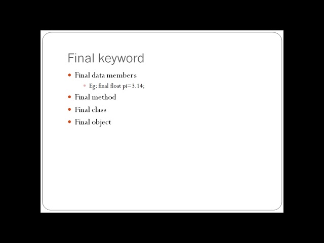 Lecture 22: Final Keyword in Java
