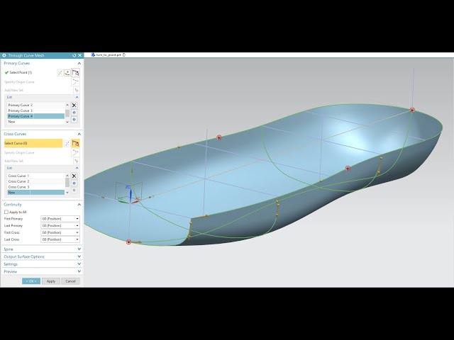 Siemens NX Through Curve Mesh Tutorial