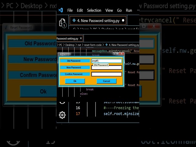 Reset New Password👌| Python #tkinter #coding