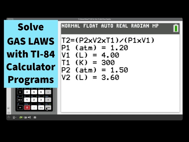 TI-84 Plus CE Gas Laws Program, Part 2: Charles, Gay-Lussac, Avogadro & Combined Gas Law