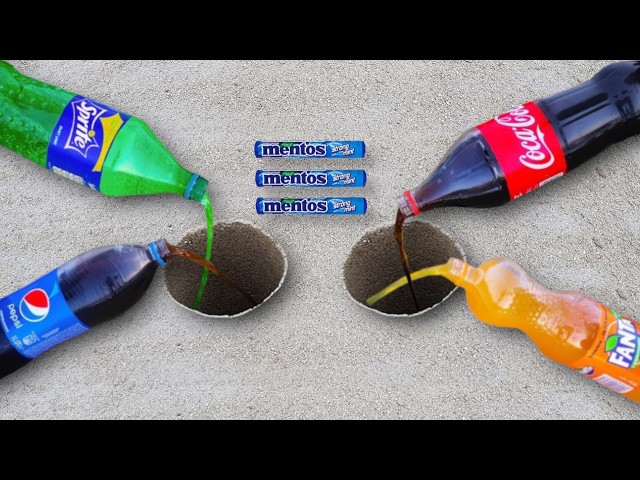 COCA COLA, PEPSI vs MENTOS UNDERGROUND - Experiment