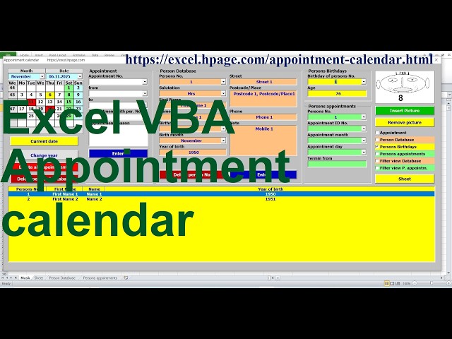 16Use the mouse to select a line in the list box  Appointment calendar with pictures in Excel VBA