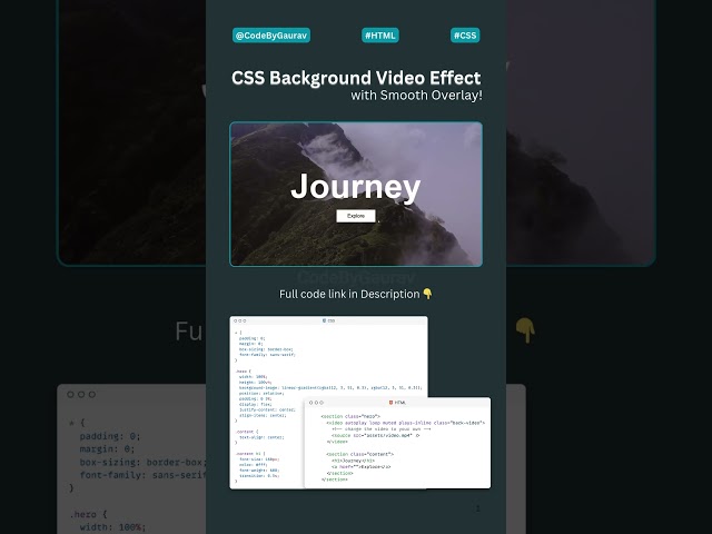 ⚡CSS Background Video Effect with Smooth Overlay! 🎨 | How to Add a Background Video in HTML & CSS?