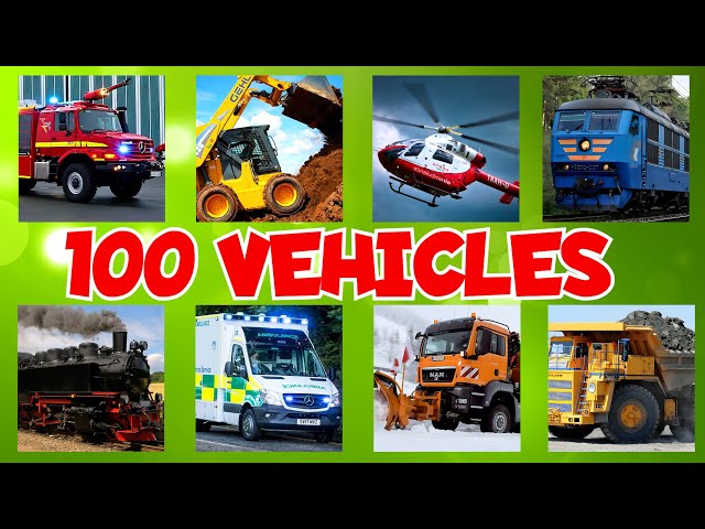 Learn names and Sounds of  100 Vehicles and Transports. Guess Vehicles
