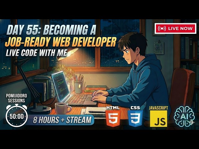 [1.7.26] Day 55: Becoming a Job-Ready Web Developer 🇧🇩| 8 Hours + Live Code with me #studywithme