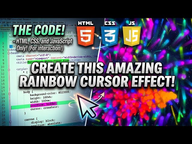 How to Create Interactive Rainbow Cursor Trail Effect using HTML, CSS & JS | Computer Soft Skills 
