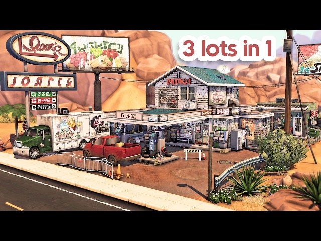Gas Station, Tattoo Parlour & Apartment  | The Sims 4 Speed Build