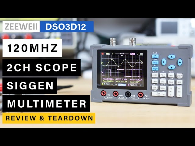 Zeeweii DSO3D12 ⭐ 2Ch 120Mhz Osciloscope + Multimeter + Function Generator