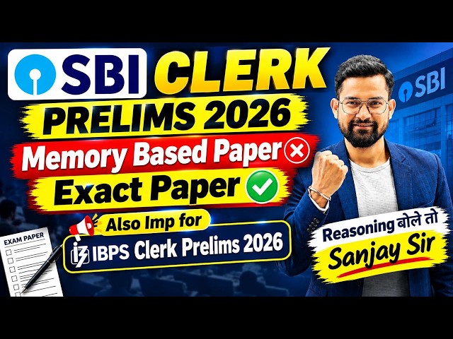 SBI Clerk Prelims 2026 | 27th Sep Reasoning Memory Based Paper | Reasoning By Sanjay Sir