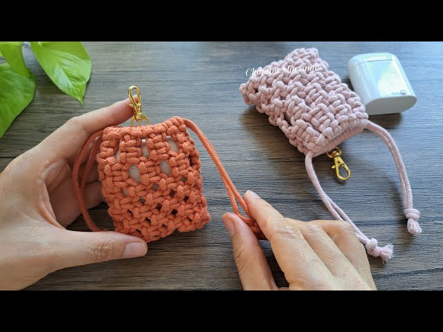 DIY Macrame Mini Pouch Keychain | Drawstring Pouch | Chompu Macrame