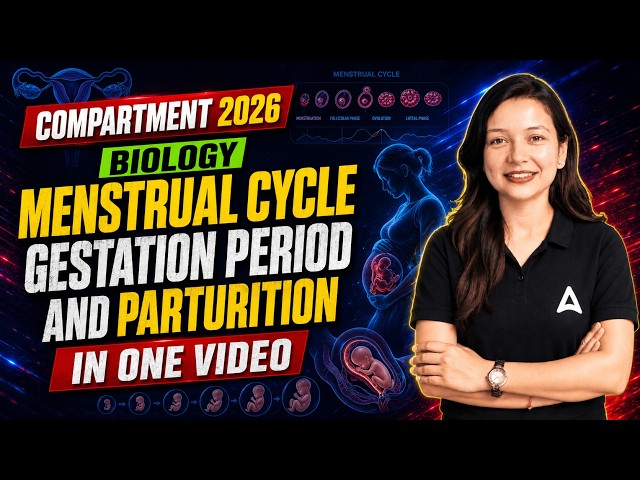 Class 12 Biology Compartment 2026 | Menstrual Cycle, Gestation Period & Parturition in One Video 📑
