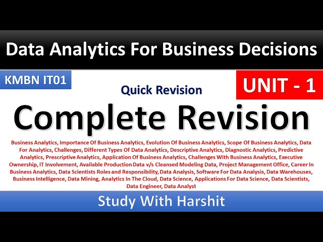 Unit - 1 Data Analytics For Business Decisions | MBA 3 Sem | AKTU | Complete Revision MBA KMBN IT01