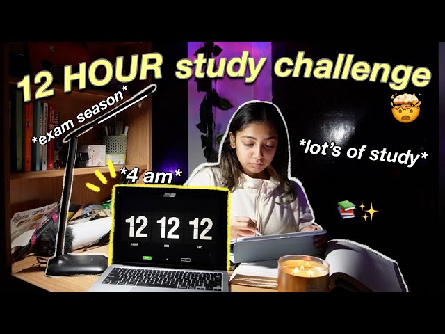 12 HOUR STUDY CHALLENGE 📚✨- pulling an all nighter to study