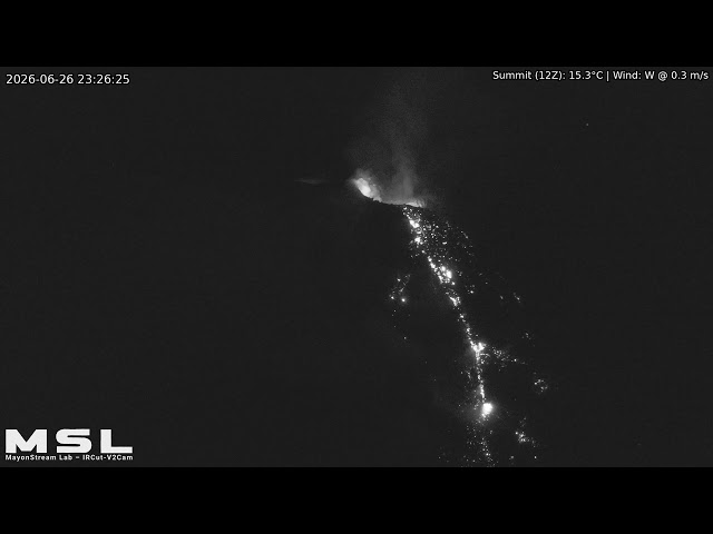 🔴 LIVE: Mayon Volcano Eruption, PH (SSW view) [RPi ircut-v2cam] 11:30 Jun-26-2026 (PST)