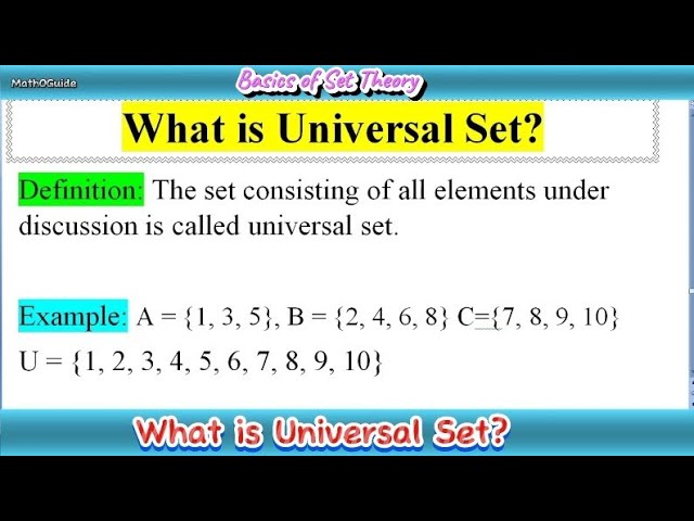 What is Universal Set | Types of Sets | Set Theory | MathOGuide