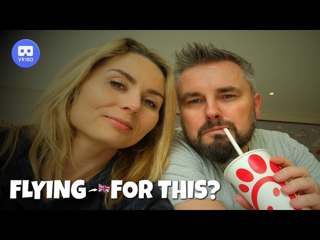 VR180 3D 8K | VLOG 11 | Did We Fly to London 🇬🇧 Just to Try Europe’s First Chick fil A?! ✈️