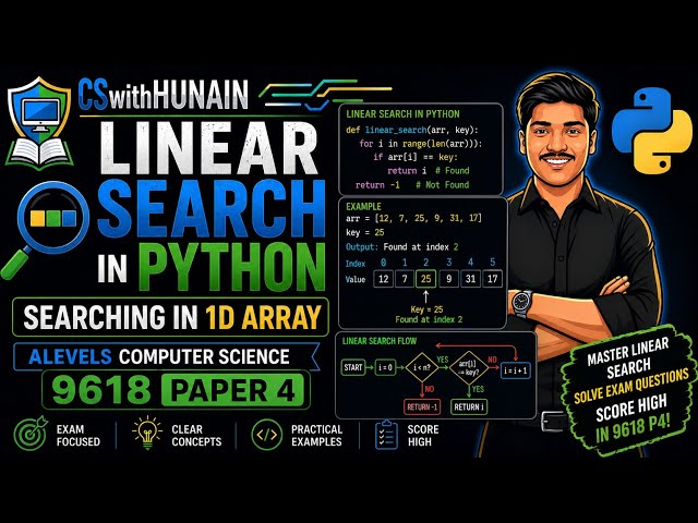 🔍 Linear Search in Python | Searching in 1D Array | A Level Computer Science 9618 Paper 4