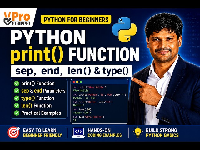Python print() Function Explained | print(), sep, end, len() & type() | Python for Beginners