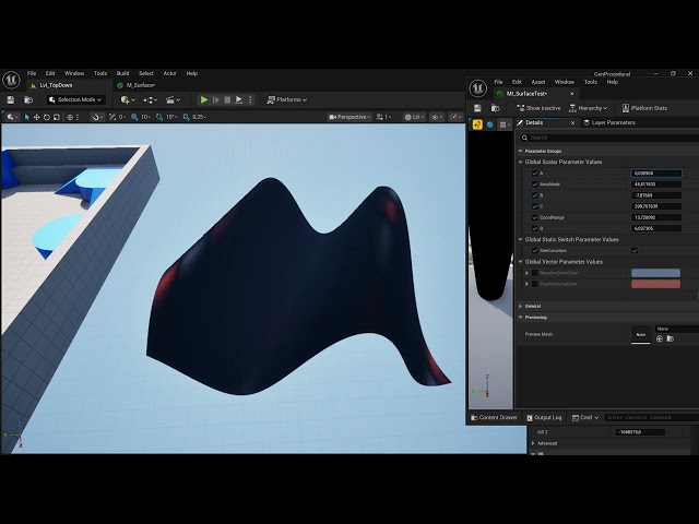 Showing the curvature of a parametric surface in UE5