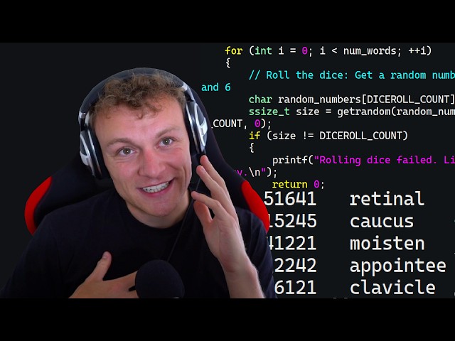 Diceware Passwords in C from Scratch