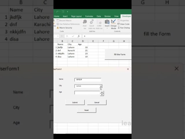 Data entry form in excel vba #ytshorts #excel #exceltipsandtricks #exceltips