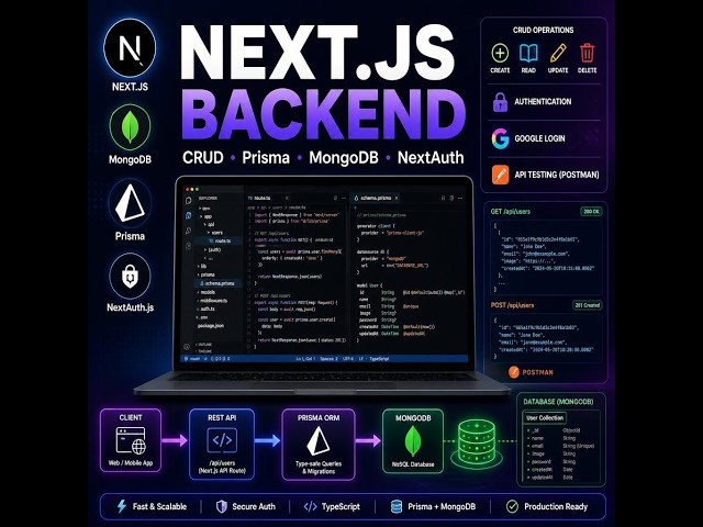 Next.js Backend Development | CRUD API, MongoDB, Prisma, NextAuth & REST API Tutorial
