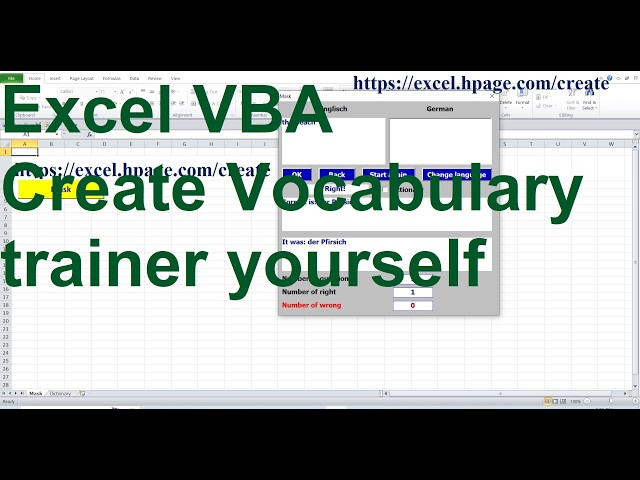 7 Create your own Vocabulary Trainer in Excel VBA: Create a checkbox