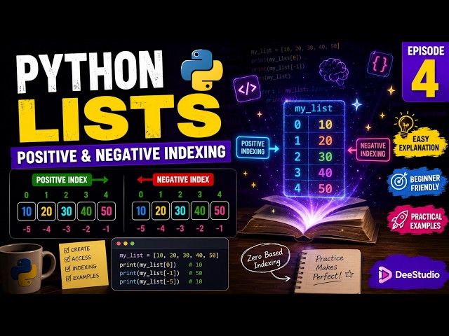 Python Lists Explained in Tamil | Positive & Negative Indexing | Python Tutorial #4