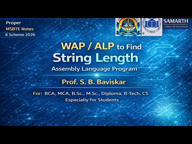 WAP to Find Length of String in Assembly Language (8086 Microprocessor) | ALP Program in marathi