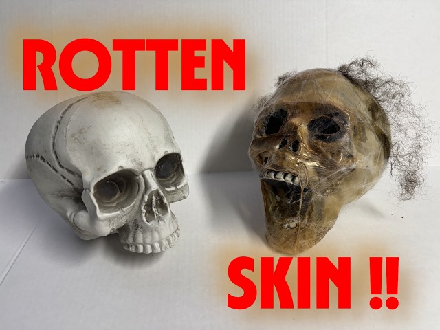 I Added Rotten Skin to a Plastic Skull with Liquid Latex #halloween #corpsing