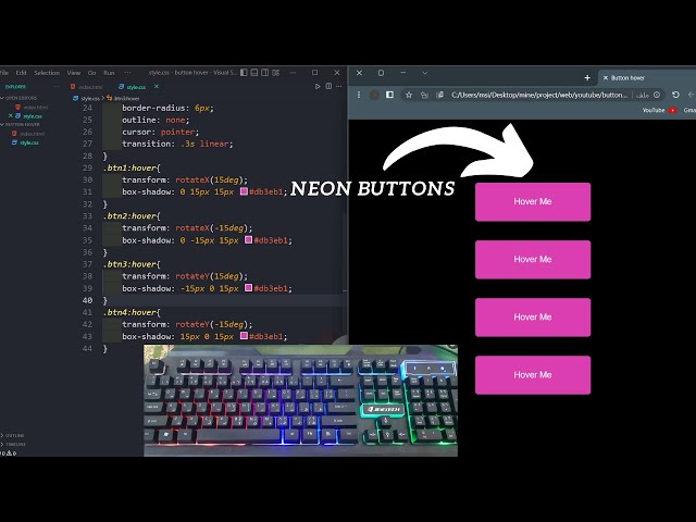 ASMR Programming - Coding Button Hover UI - No Talking