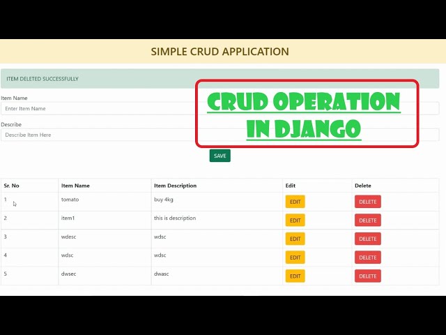 CRUD OPERATION IN DJANGO (create,read,update,delete operations in django)