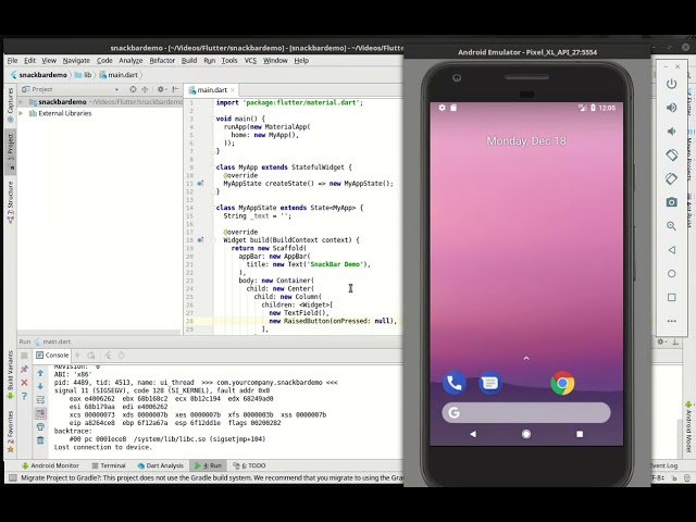 Flutter 26  - Showing a SnackBar