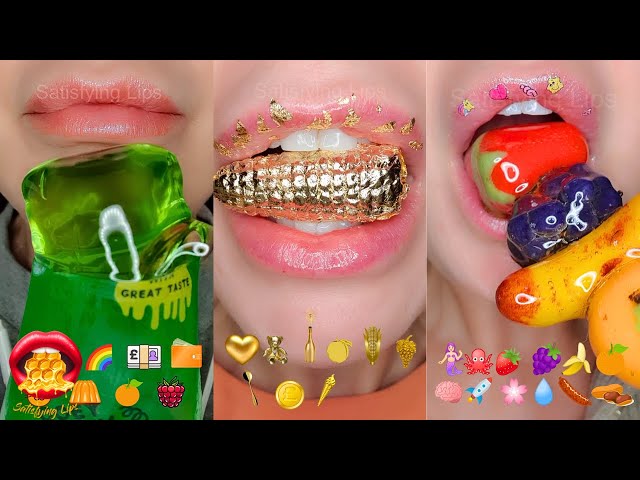 4 Hours Satisfying Eating EMOJI ASMR CHALLENGE  Relax Study Sleep Mukbang
