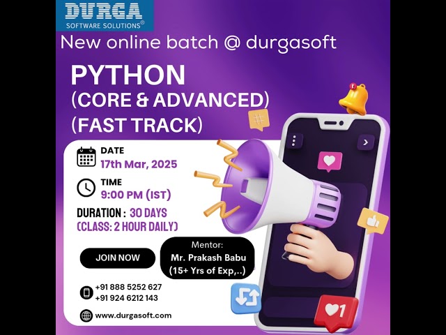 🔥 Fast-Track Python (Core & Advanced) | New Online Batch @DURGASOFT | Enroll Now! 🚀