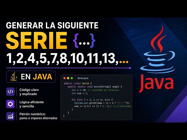 Generate the following series 1,2,4,5,7,8,10,11,13,... in Java