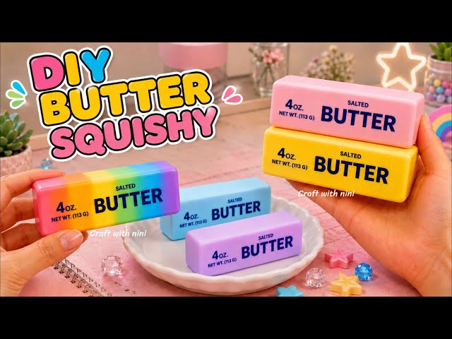 How to make viral butter squishy at home /diy butter squishy easy / tiktok crafts art
