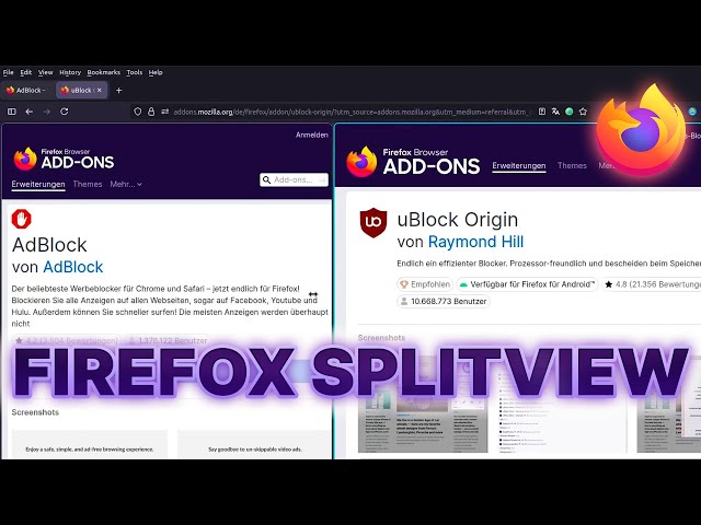 Splitview (oder Splitscreen) Tabs im Firefox Browser aktivieren und verwenden