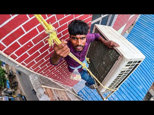 Daikin AC installation in Dangerous way || Ehsan Shaikh 