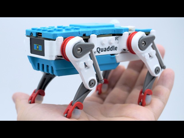 Quaddle Talks Back: A Programmable Desk Robot That Backflips & Walks Ceiling - Open Source Robot Kit