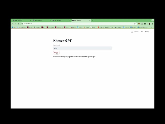 Demonstration of the Khmer AI assistant using large language model