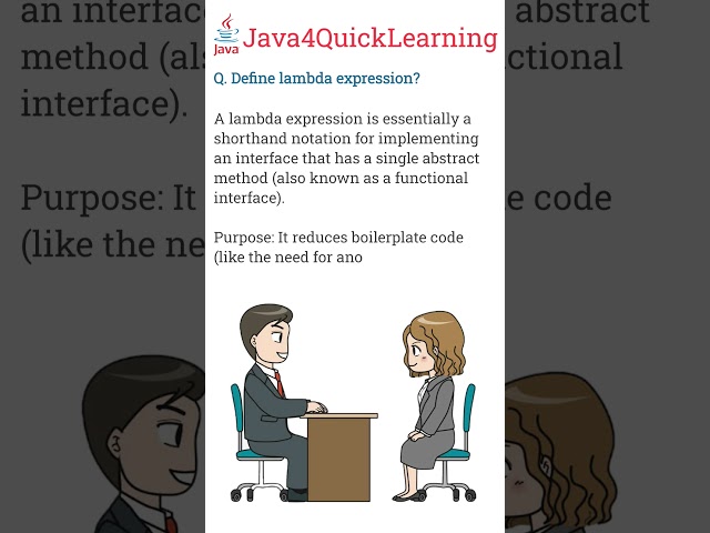 Define lambda expression? #corejava #interviewquestions #lamda #expression #java4quicklearning