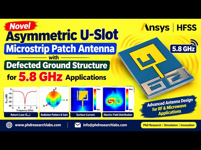 Novel Asymmetric U-Slot Microstrip Patch Antenna with Defected Ground Structure for 5.8 GHz | Ansys