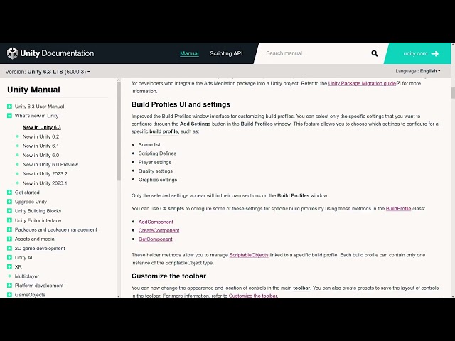 New In Unity 6.3: Build Profiles UI