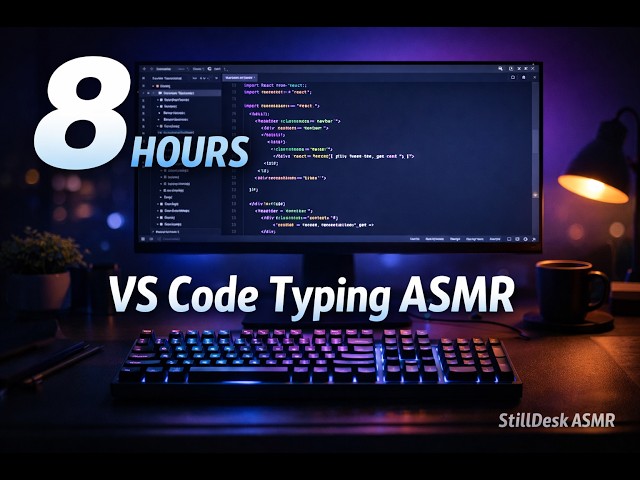 8 HOURS – VS Code typing – Mechanical keyboard – React project – StillDesk ASMR
