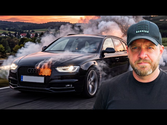 Audi engine explodes during overtake!