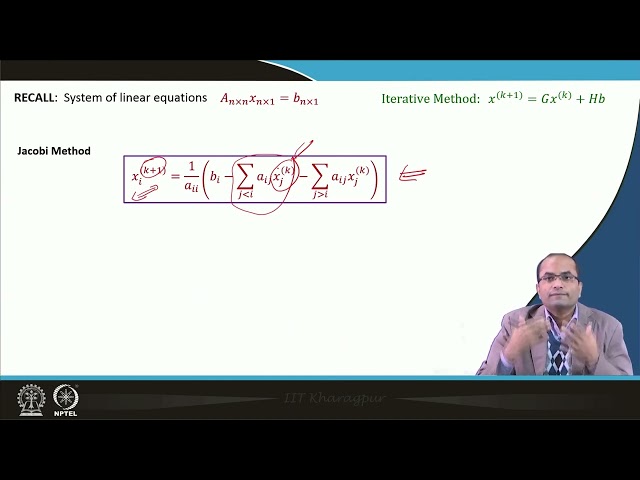 Lecture 22 : Iterative Methods for Solving System of Linear Equations (Cont.) #swayamprabha #ch31sp