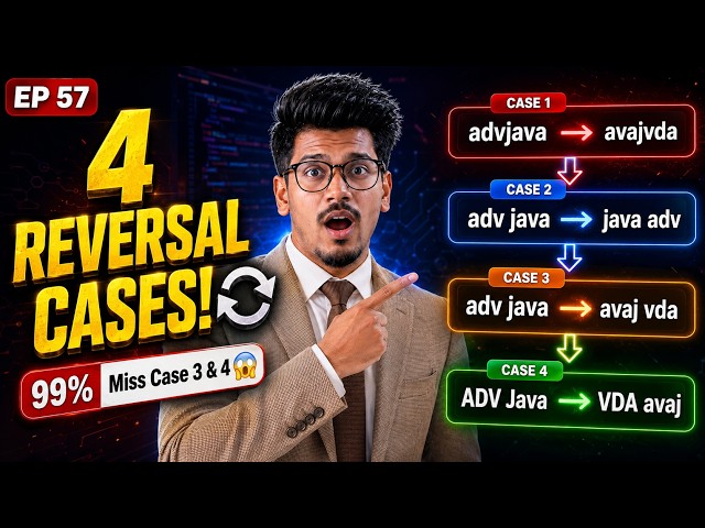 Reverse a String in Java 🔄 All 4 Cases | Interview Questions Explained in Hindi #57
