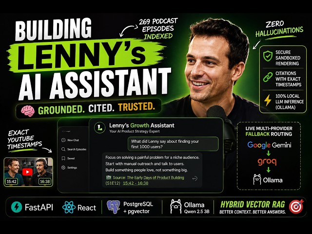 Building a Grounded AI Assistant for Lenny's Podcast Transcripts (FastAPI + React + PgVector)